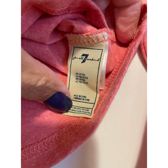 7 For All Mankind pink long sleeve knit top pocket keyhole button cotton 24m - Picture 6 of 7